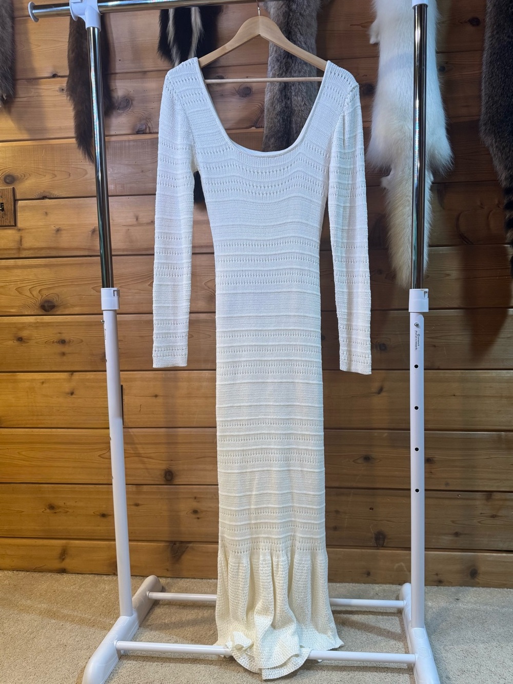 Lulu's Ivory Long Sleeve Knit Maxi Dress
